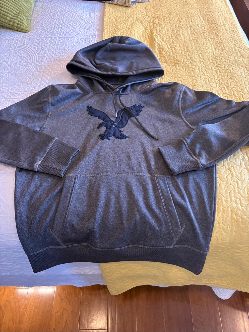 American Eagle Outfitters Charcoal Gray Pullover Hoodie with Eagle Emblem